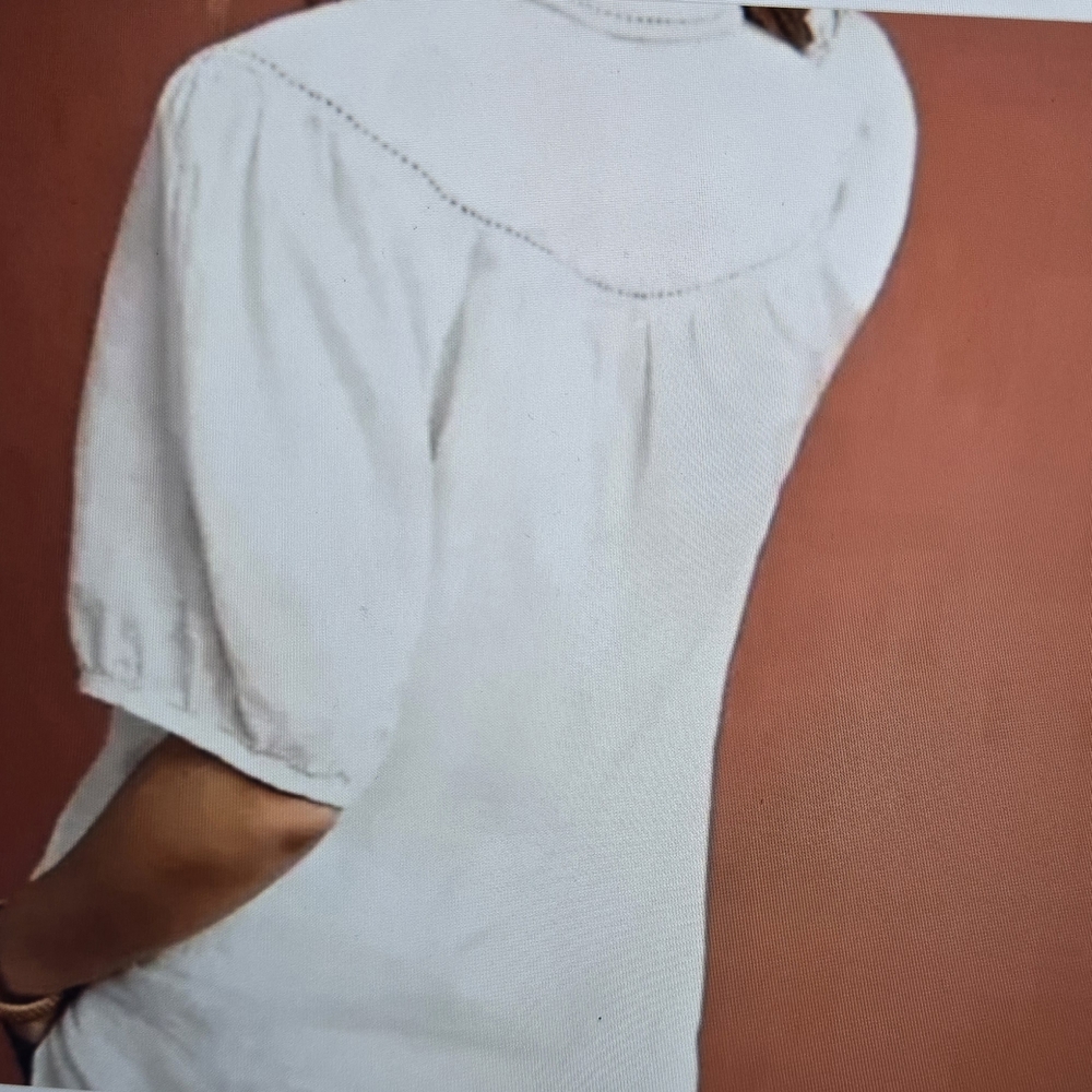 Anthropologie White Linen Women's Top S - Picture 2 of 10